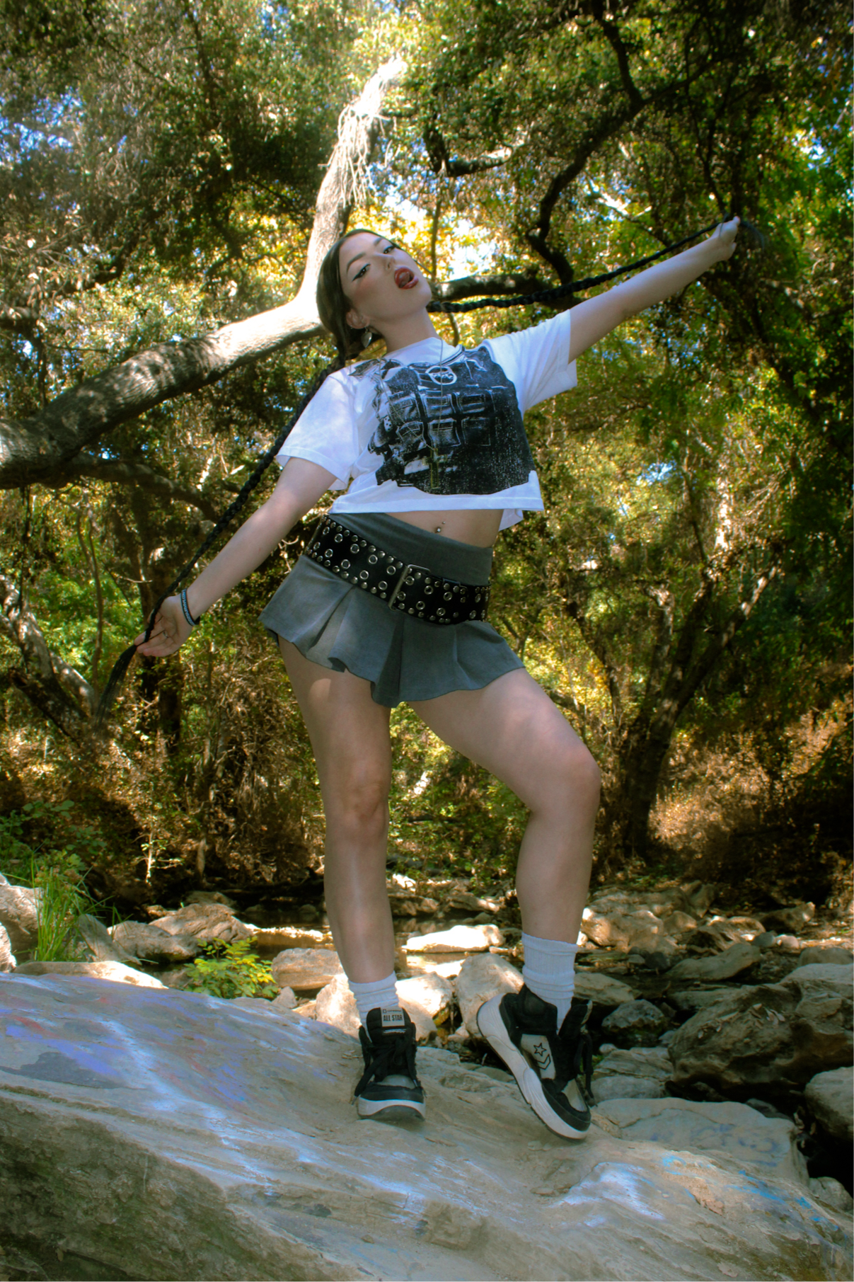 “Battle Angel” Crop Tee White