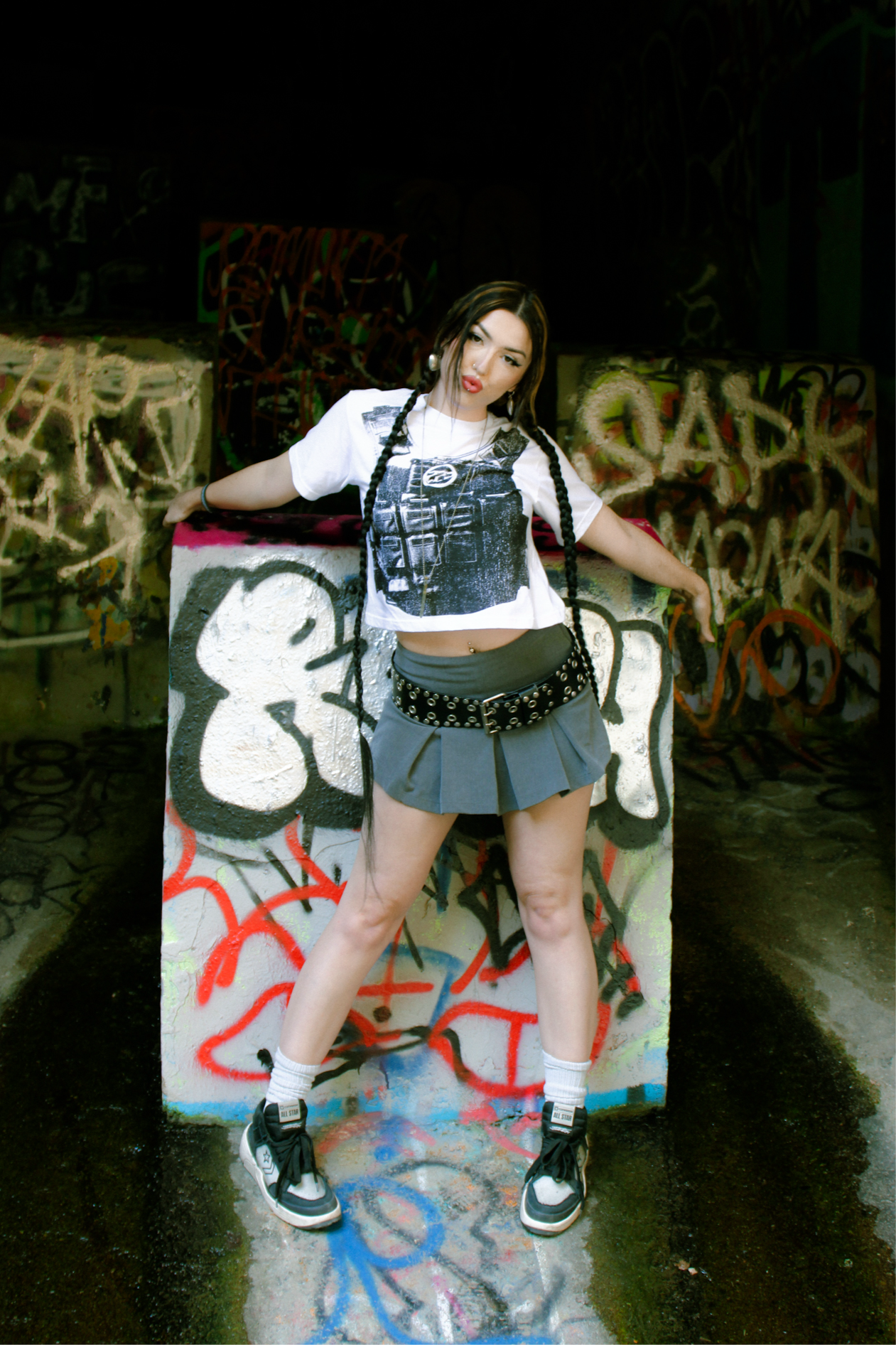 “Battle Angel” Crop Tee White